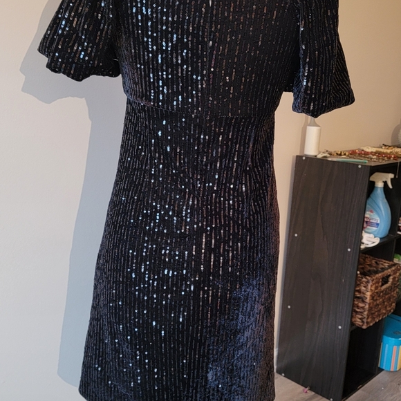 Donna Ricco Black Sequin Long Sleeve Dress - Picture 3 of 4